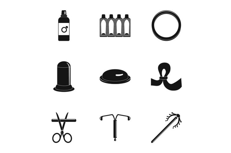 contraception-icon-set-simple-style