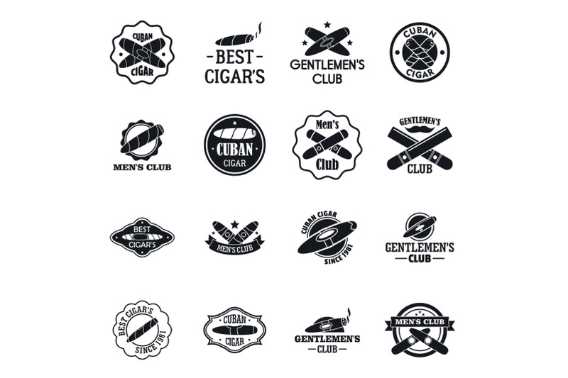 cigar-logo-set-simple-style