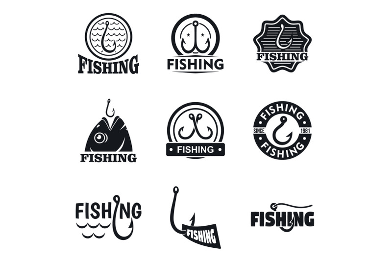 fishing-hook-logo-set-simple-style