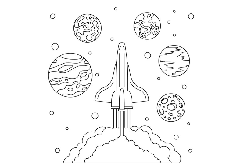 fly-space-ship-concept-background-outline-style