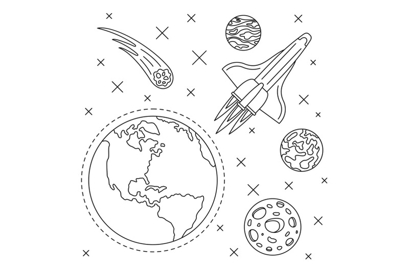 earth-planet-space-concept-background-outline-style