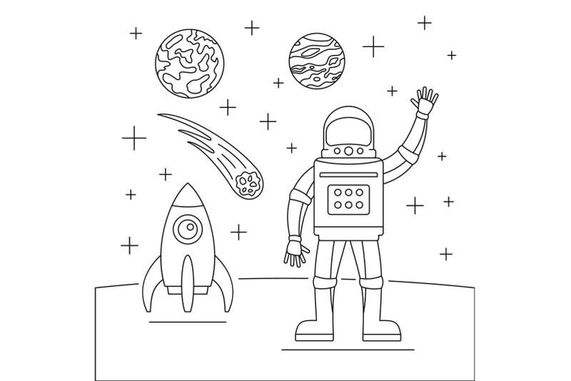 hello-spaceman-concept-background-outline-style