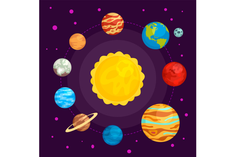 solar-system-in-space-concept-background-flat-style