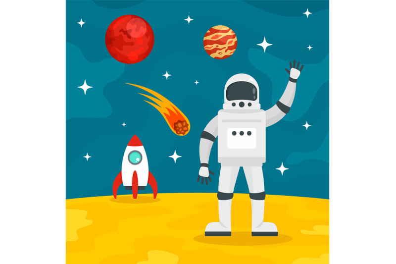 hello-from-spaceman-concept-background-flat-style