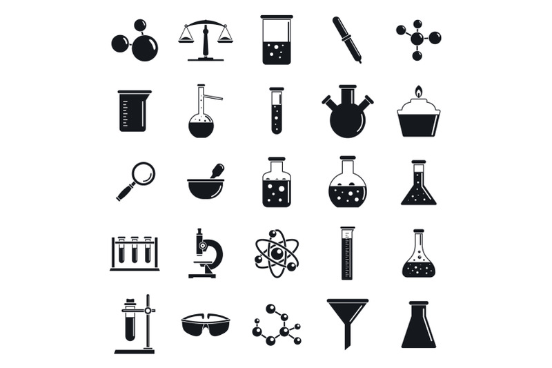 chemistry-laboratory-icon-set-simple-style