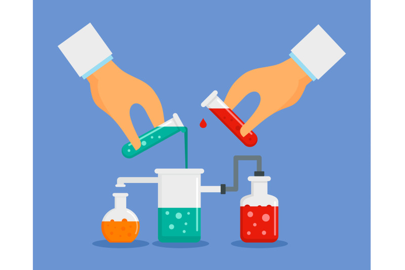 start-chemical-experiment-concept-background-flat-style