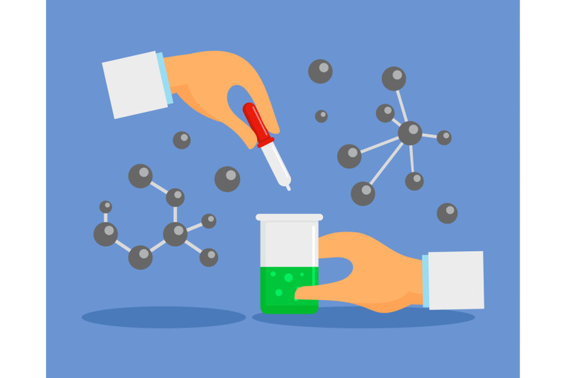 pipette-and-flask-concept-background-flat-style