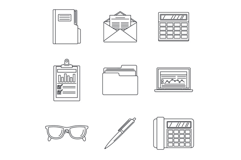 international-accounting-day-icon-set-outline-style