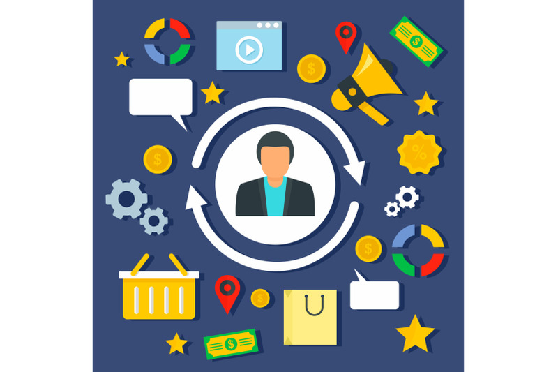 client-retention-concept-background-flat-style