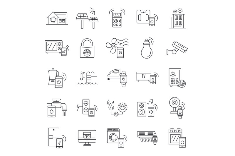 intelligent-building-icon-set-outline-style