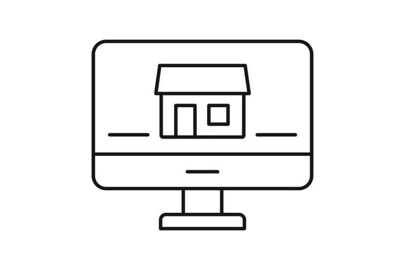 monitor-house-security-icon-outline-style