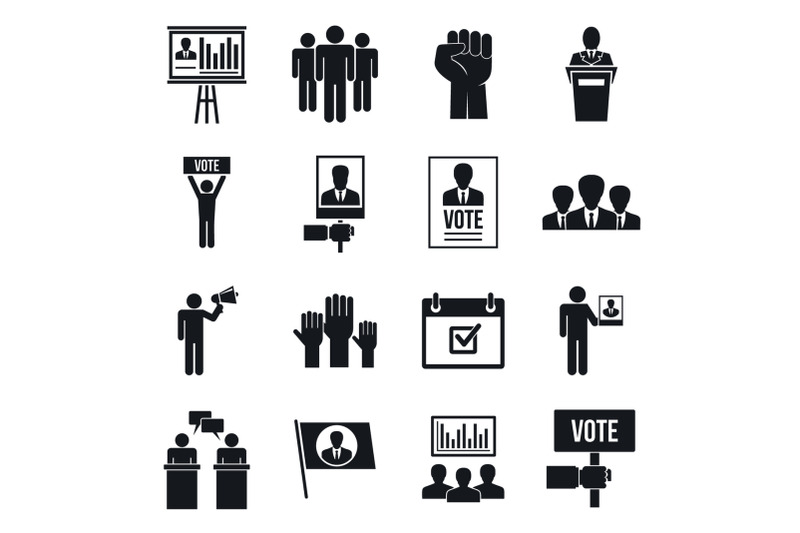 political-meeting-icon-set-simple-style