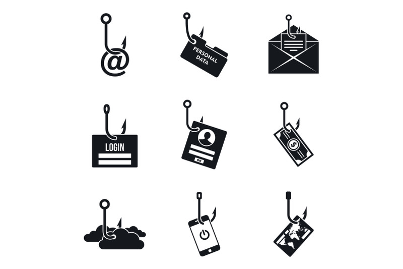 phishing-email-icon-set-simple-style