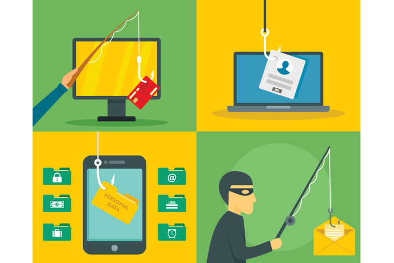 phishing-email-security-banner-set-flat-style