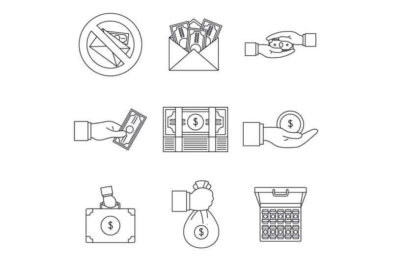 bribery-corrupt-practices-icon-set-outline-style