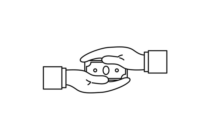 two-hand-bribery-money-icon-outline-style