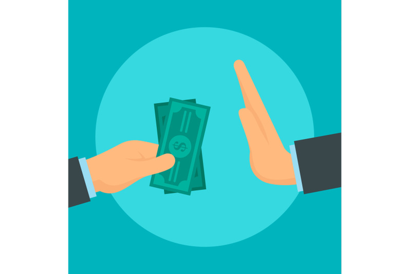 reject-bribery-money-concept-background-flat-style