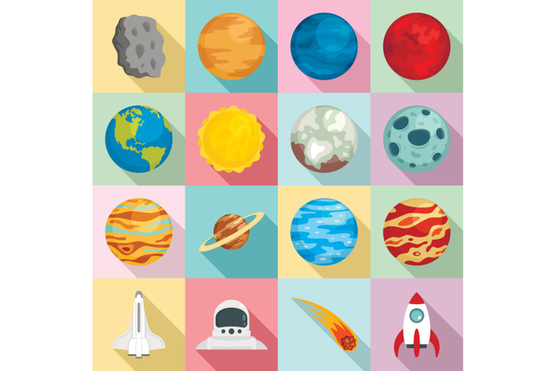 planets-icon-set-flat-style
