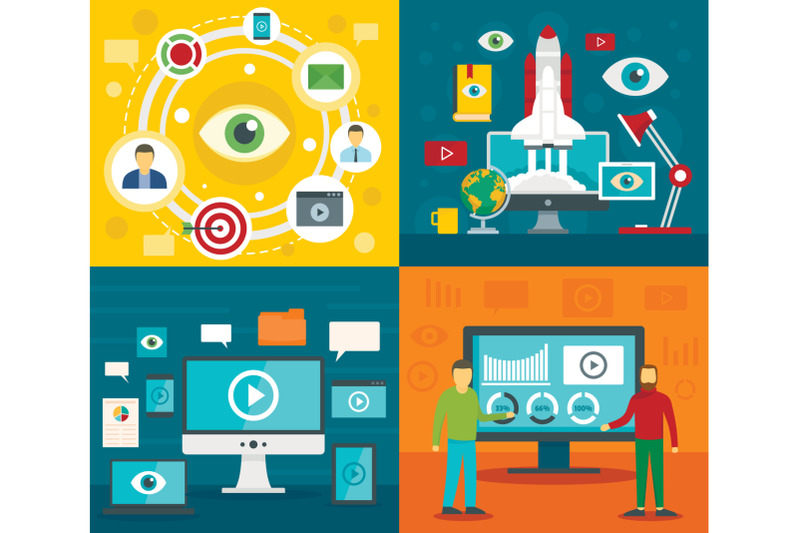 visualization-banner-set-flat-style