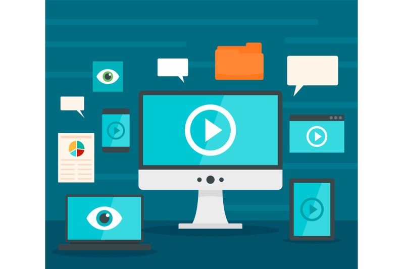 screen-monitor-visualization-concept-background-flat-style