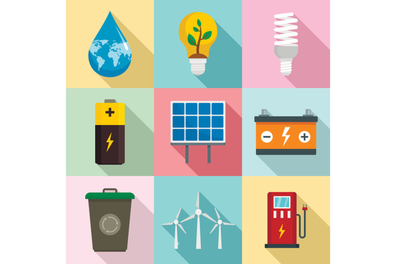 energy-saving-icon-set-flat-style