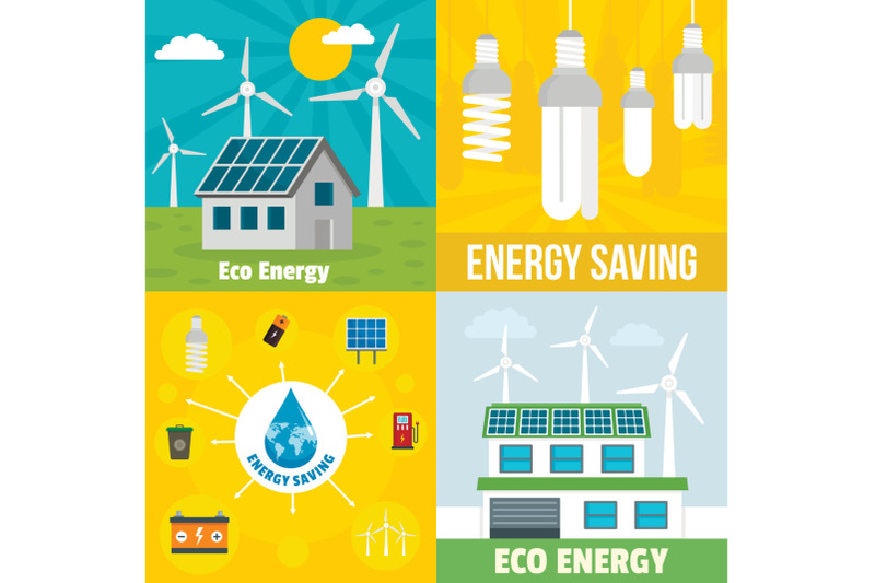 eco-energy-banner-set-flat-style