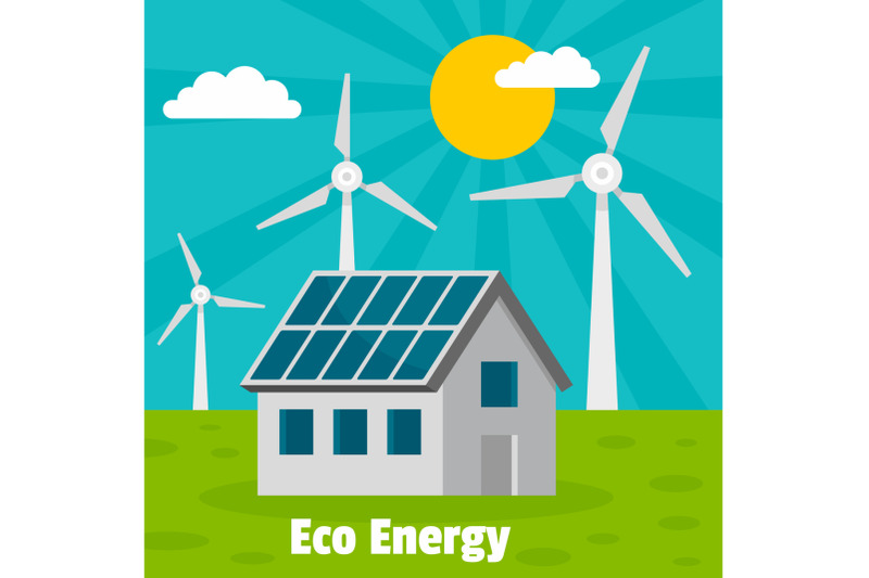 eco-energy-home-concept-background-flat-style