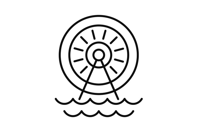 water-energy-wheel-icon-outline-style