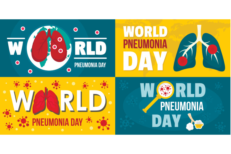 world-pneumonia-day-banner-set-flat-style