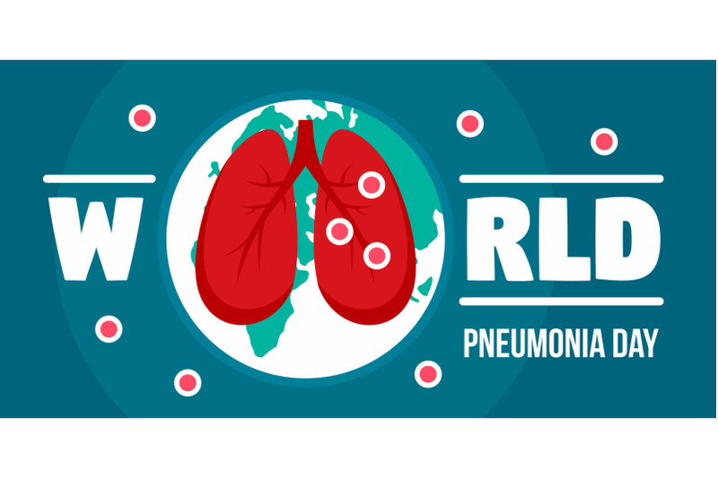 pneumonia-day-banner-horizontal-flat-style