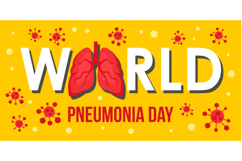 pneumonia-disease-day-banner-horizontal-flat-style