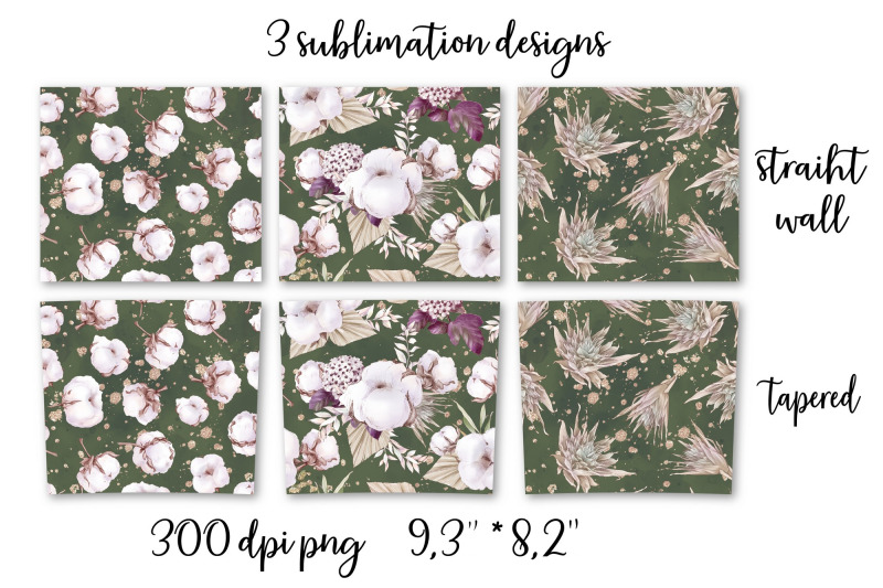 cotton-flowers-sublimation-design-skinny-tumbler-wrap-design