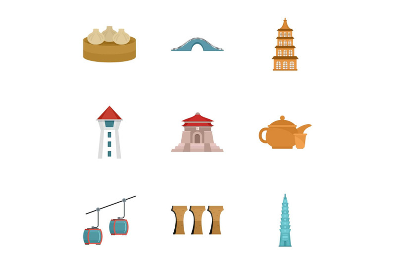 welcome-to-taiwan-icon-set-flat-style
