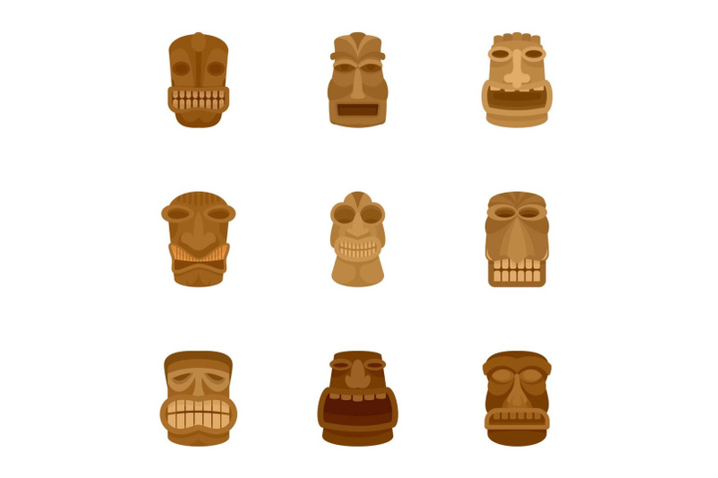 ancient-idol-icon-set-flat-style