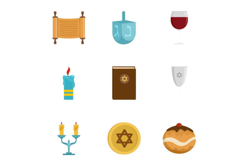 israel-icon-set-flat-style