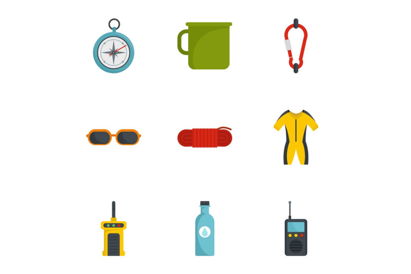 camp-travel-icon-set-flat-style