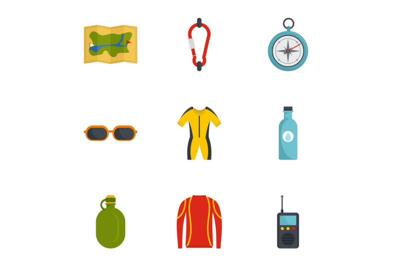 travel-camp-icon-set-flat-style
