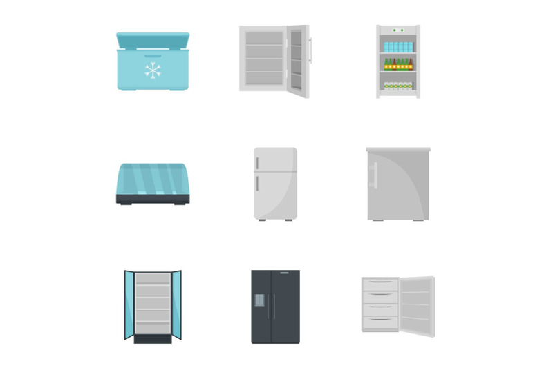 commercial-fridge-icon-set-flat-style