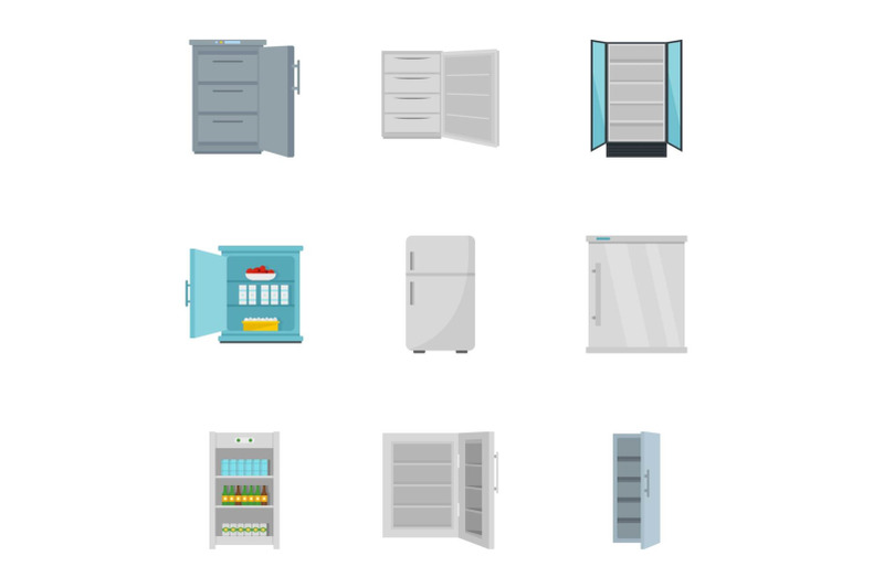 freezer-icon-set-flat-style