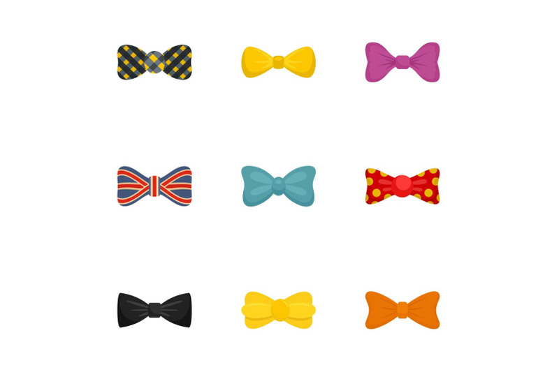 elegant-bow-tie-icon-set-flat-style