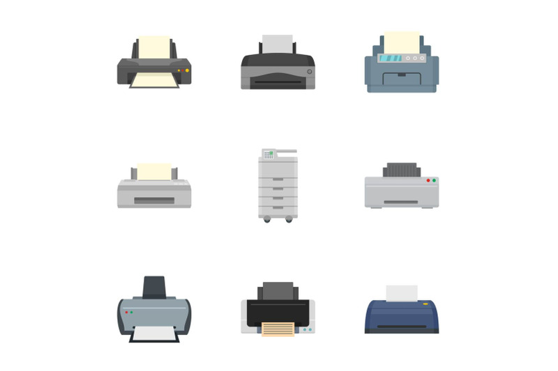 laser-printer-icon-set-flat-style