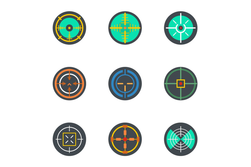 crosshair-icon-set-flat-style