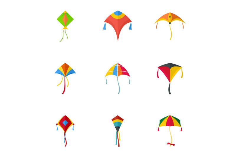 flying-kite-icon-set-flat-style