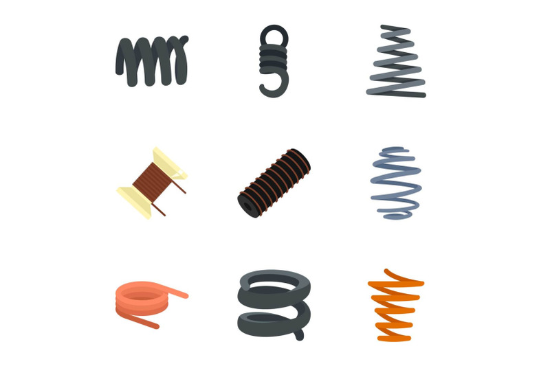 coil-spring-icon-set-flat-style