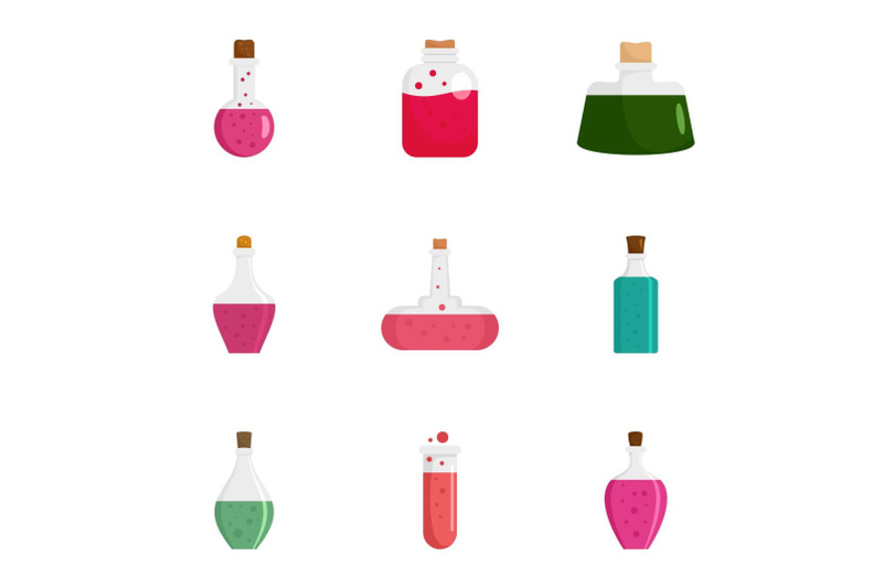 potion-magic-bottle-icon-set-flat-style