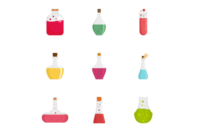 alchemy-potion-icon-set-flat-style