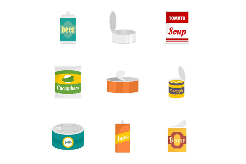 can-nutrition-icon-set-flat-style