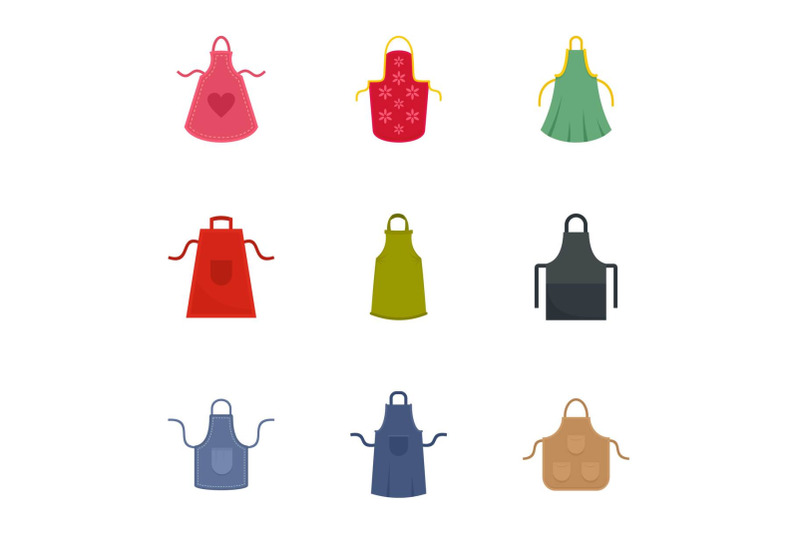 cooking-apron-icon-set-flat-style