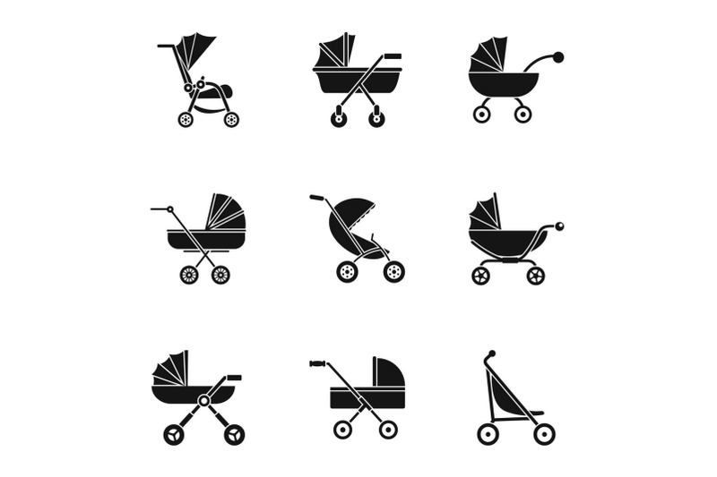 pram-icon-set-simple-style