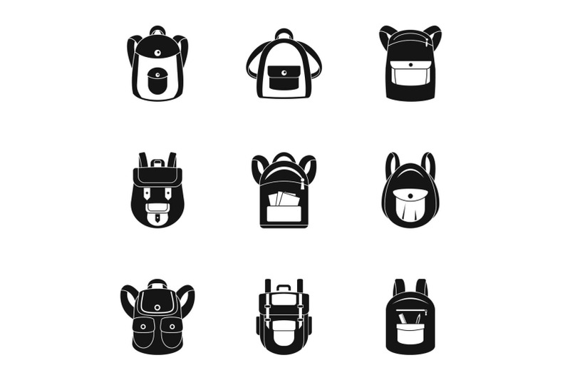 classic-backpack-icon-set-simple-style